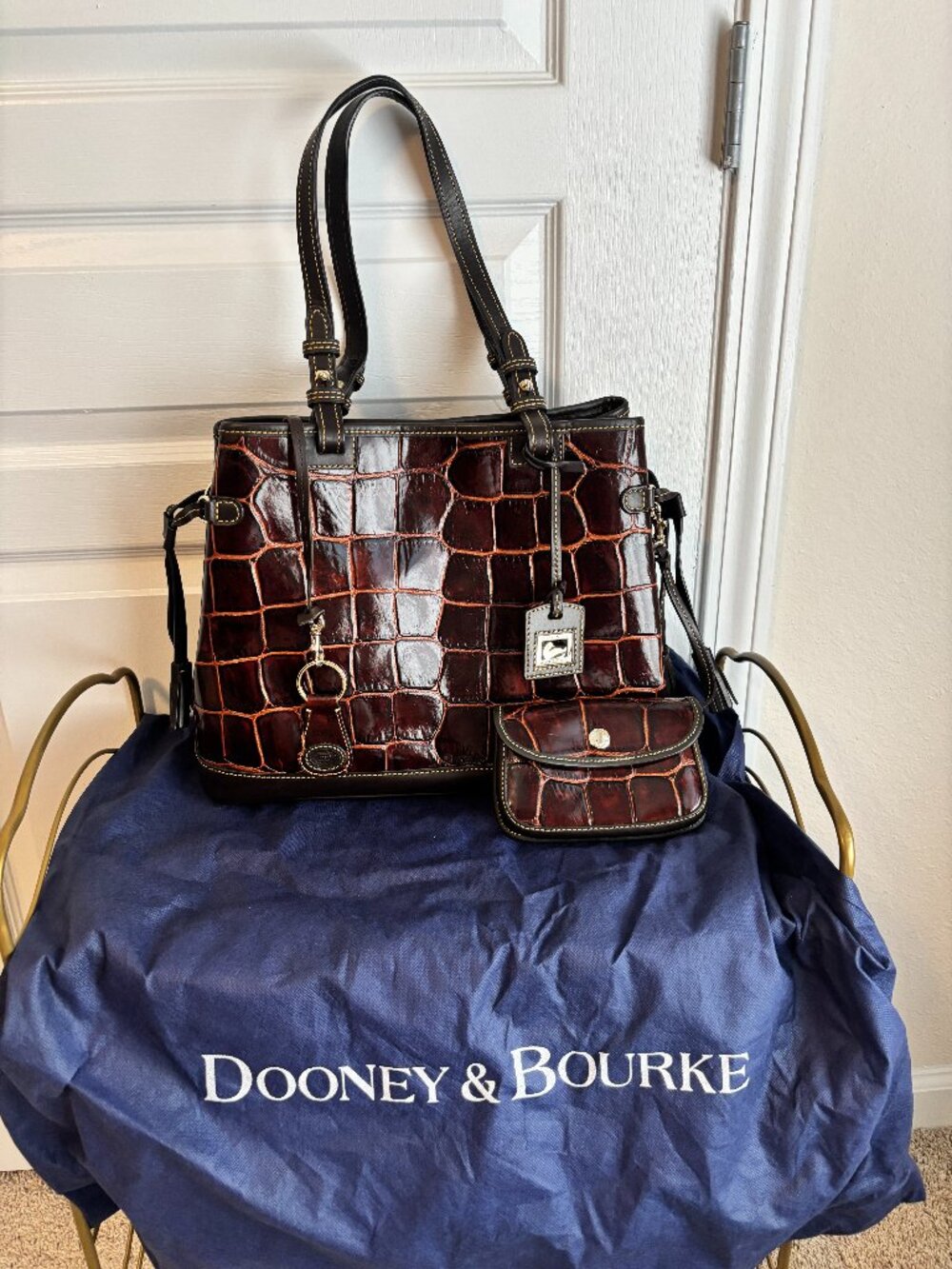 Dooney & Bourke croc‐embossed tote + dust bag